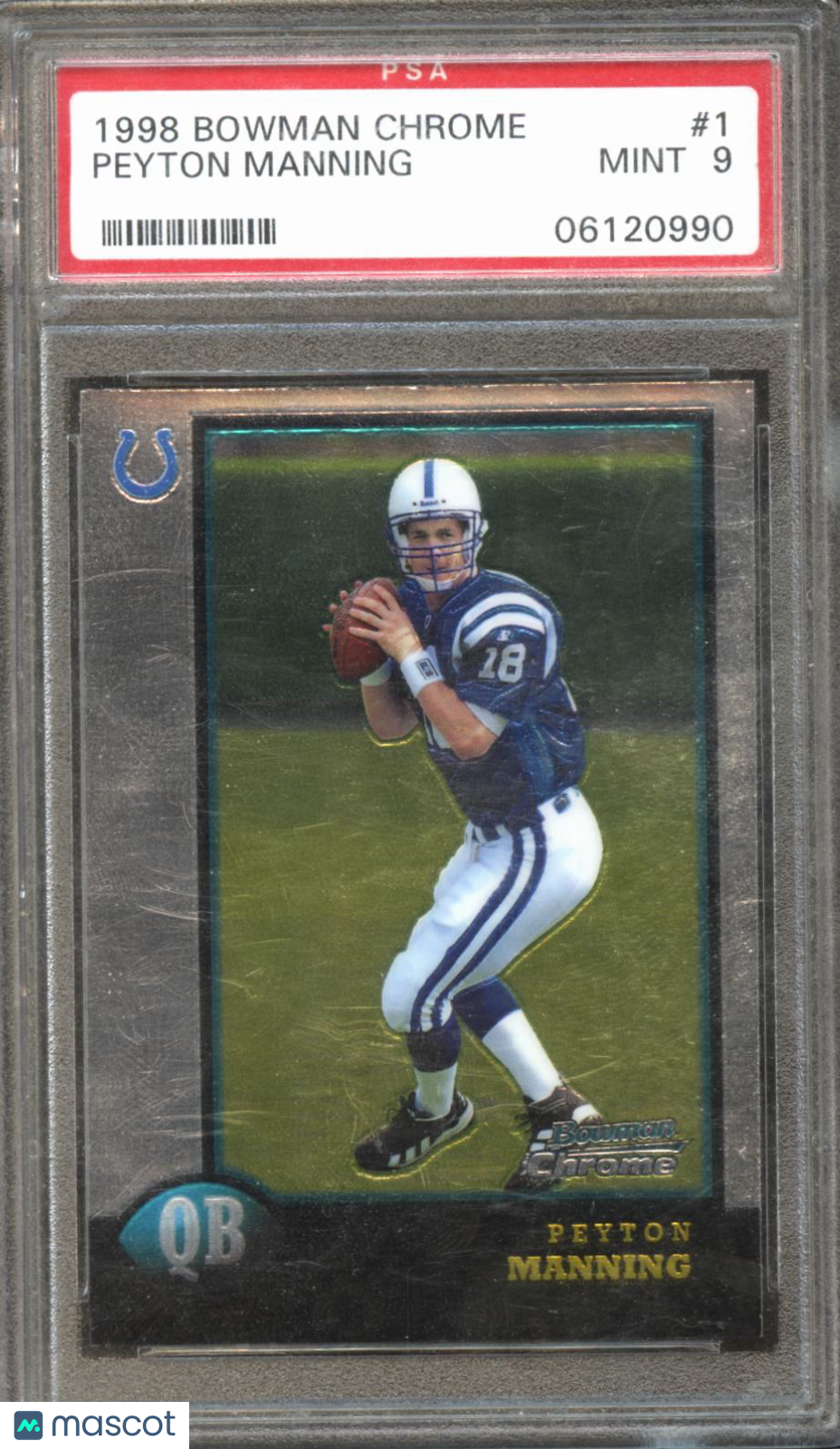 Peyton Manning 1998 Bowman Chrome Rookie RC Indianapolis Colts #1 PSA 9