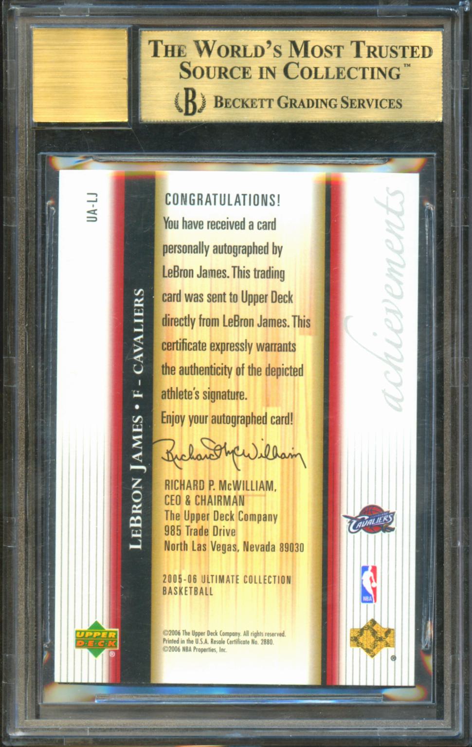 LeBron James 2005-06 Ultimate Collection Auto Autograph Cavaliers 33/56 BGS 9.5