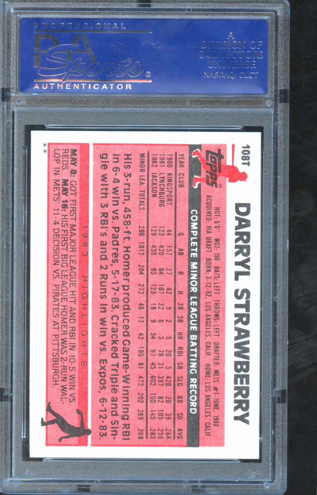 Darryl Strawberry 1983 Topps Traded Rookie RC New York Mets #108T PSA 9