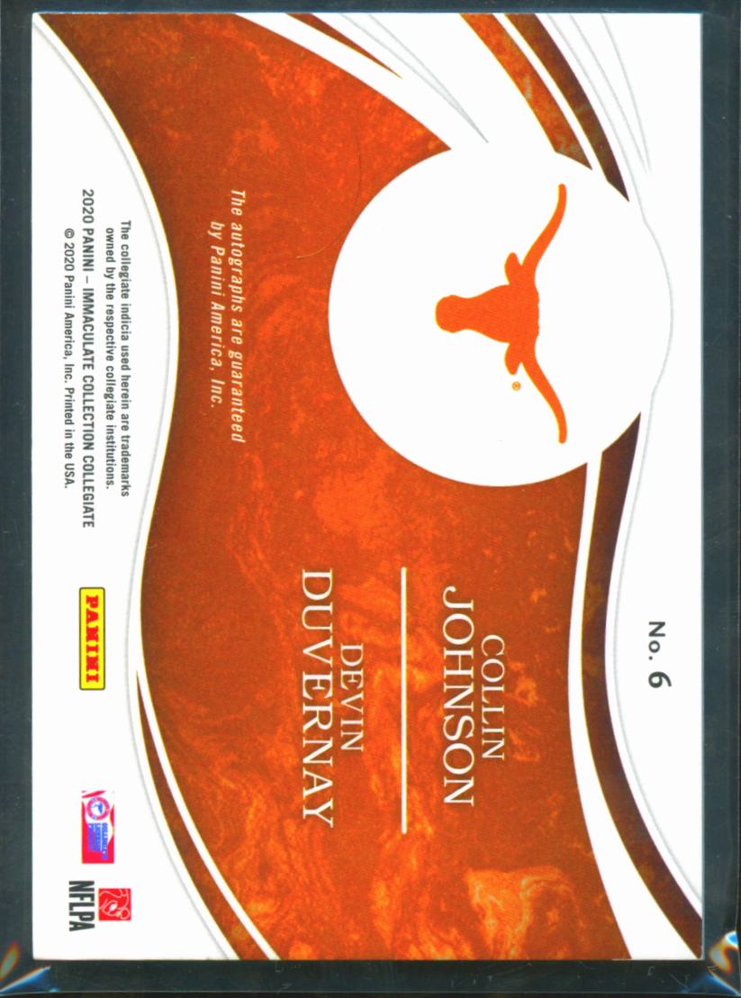 Collin Johnson Devin Duvernay 2020 Immaculate Auto Autograph /25 Texas Longhorns