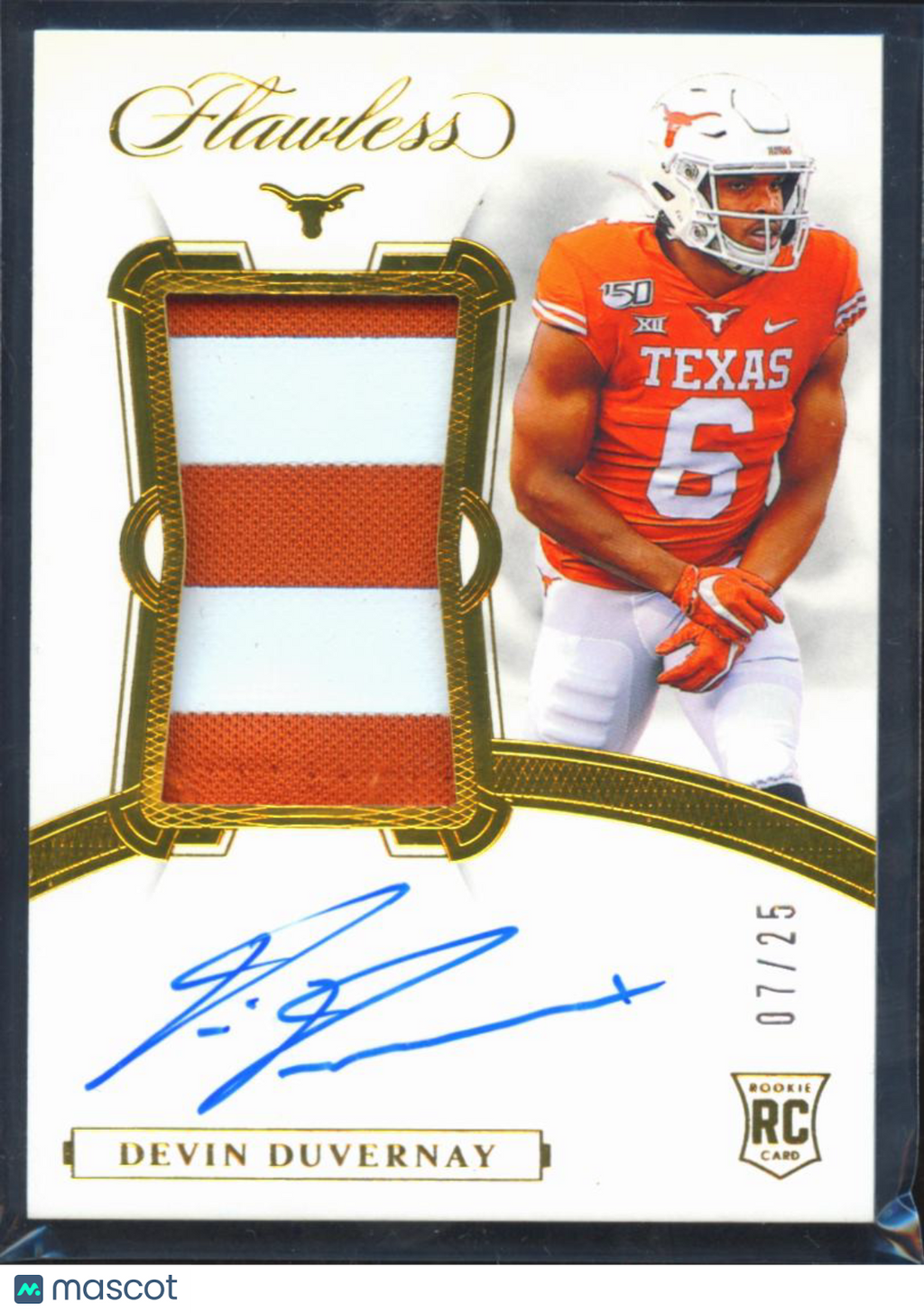 Devin Duvernay 2020 Flawless Auto Autograph RC Patch 7/25 Texas Longhorns