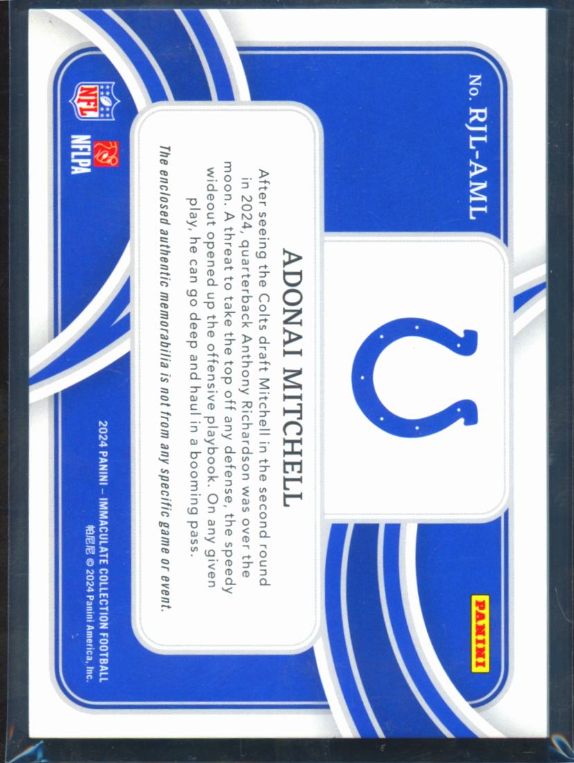 Adonai Mitchell 2024 Immaculate Gloves Brand LOGO Patch RC /15 Longhorns Colts