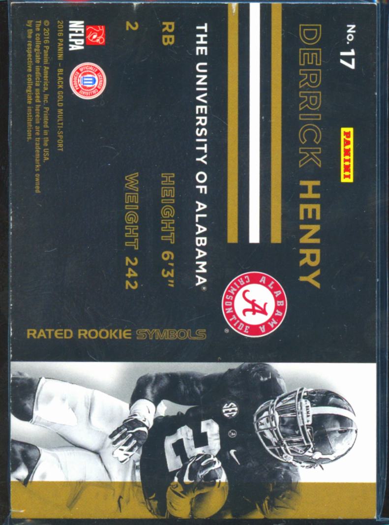 Derrick Henry 2016 Black Gold Rated Rookie Symbols RC /199 Alabama Crimson Tide