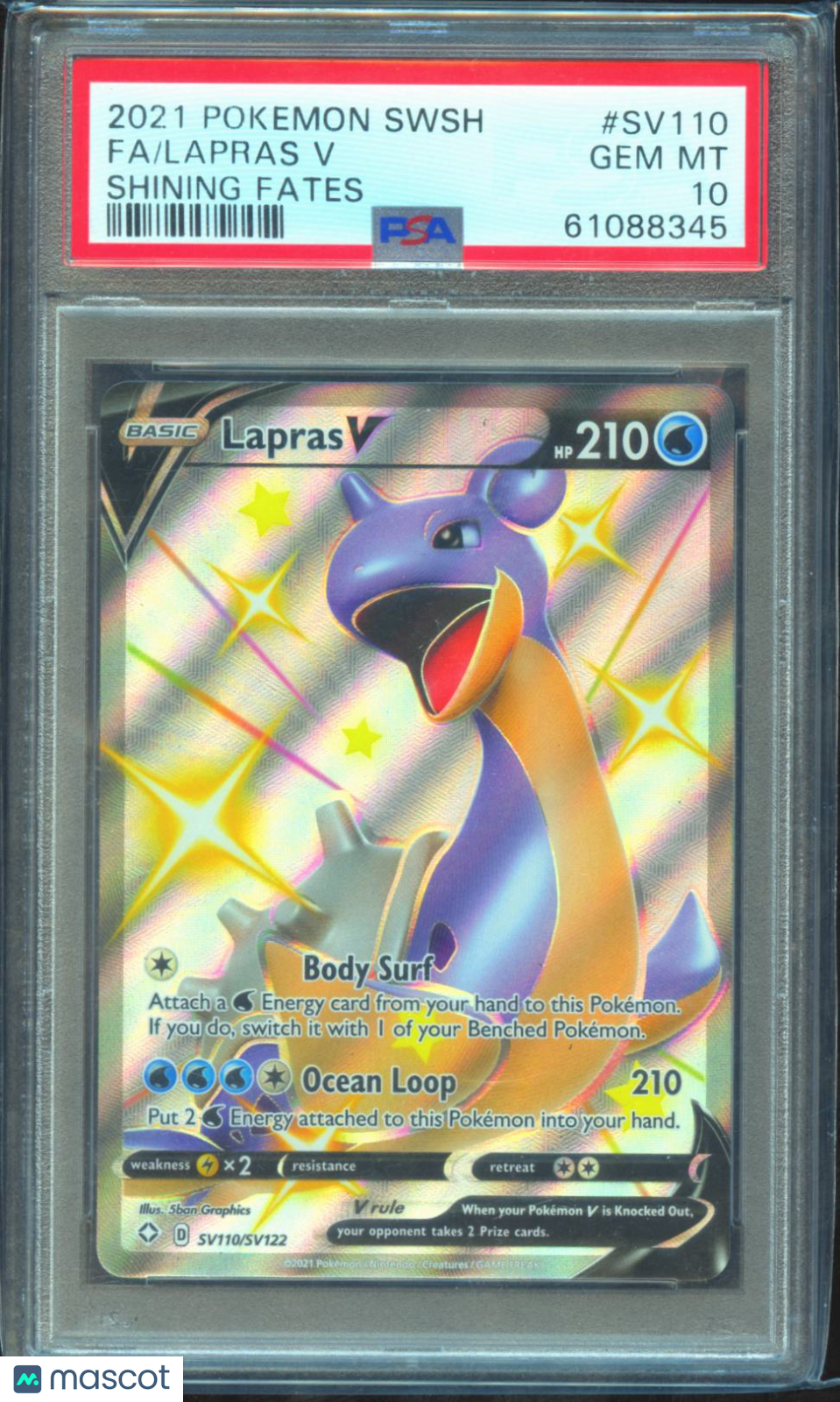 Lapras V 2021 Pokemon Sword & Shield Shining Fates PSA 10 #SV110