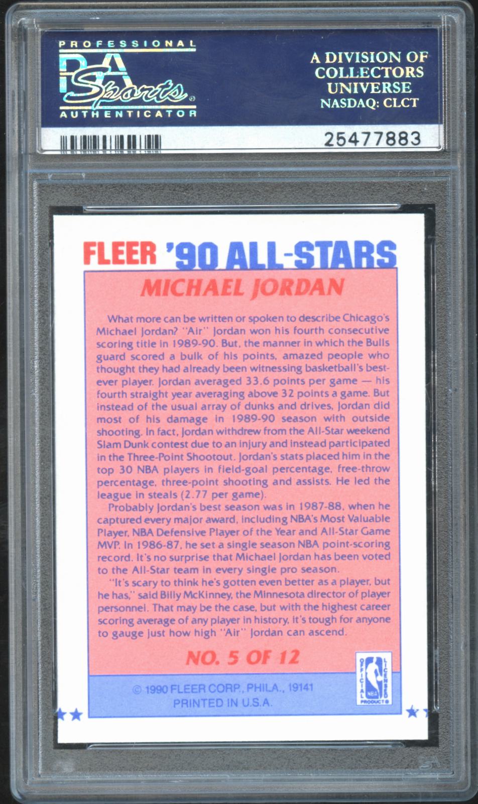 Michael Jordan 1990 Fleer All-Stars Chicago Bulls #5 PSA 9