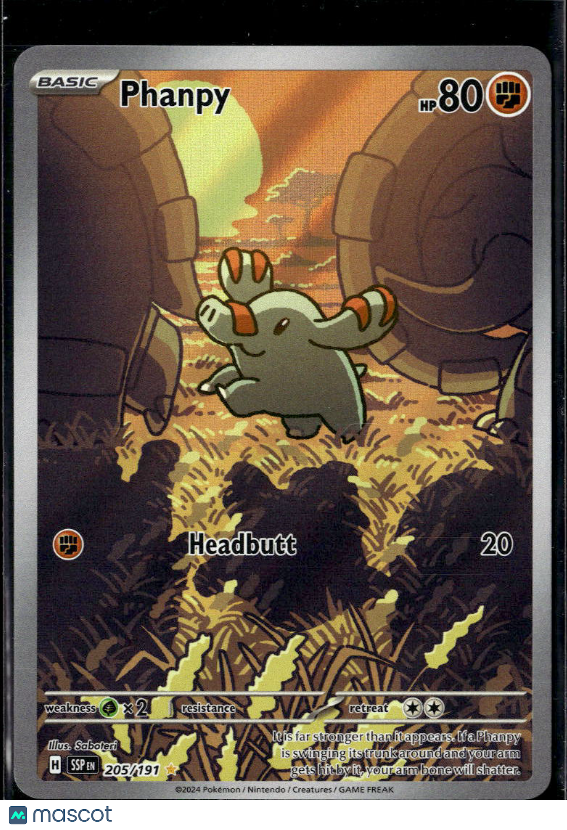 Phanpy 2024 Surging Sparks Holo Secret Rare #205/191