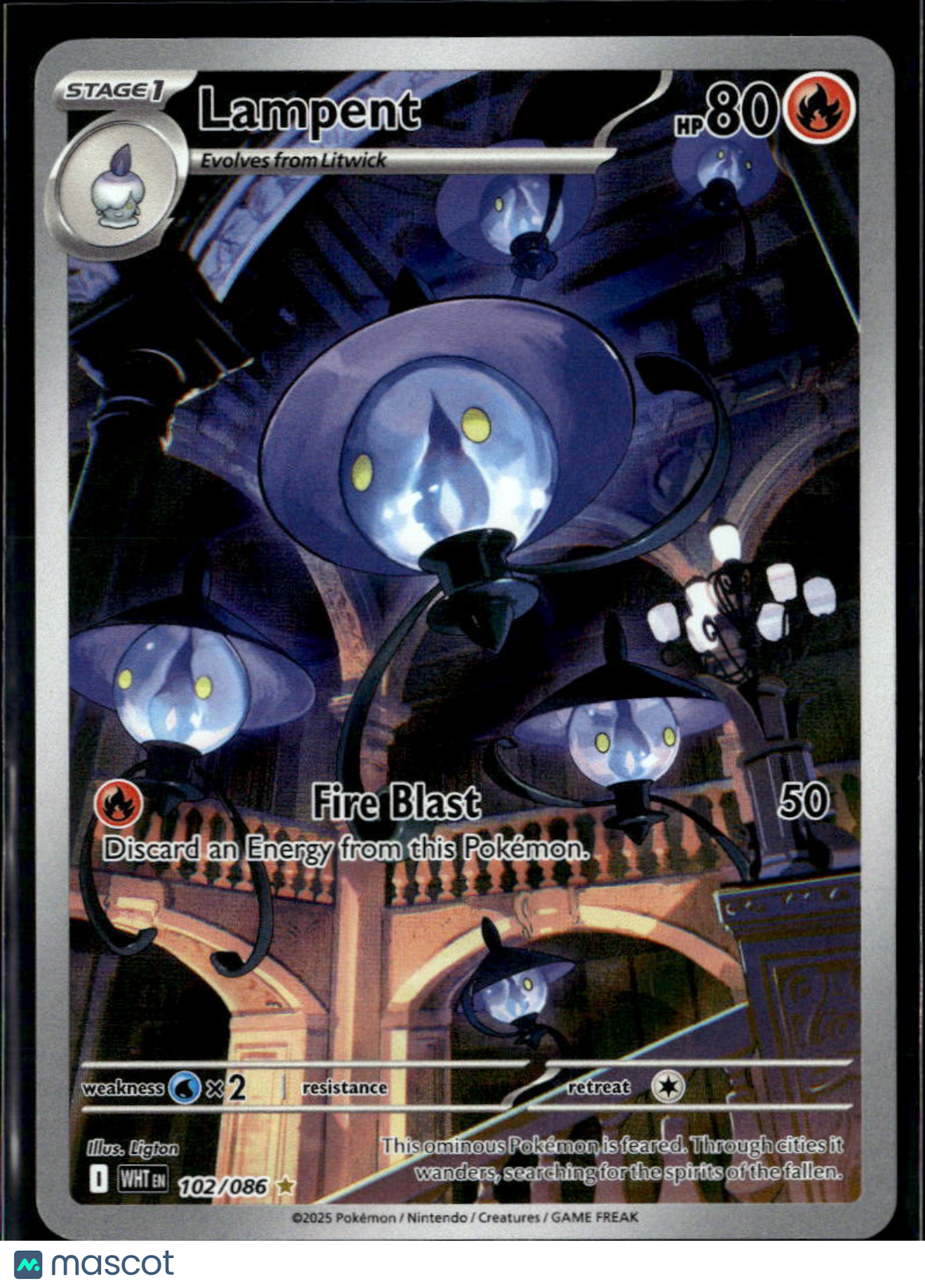 Lampent 2025 White Flare Holo Secret Rare #102/86