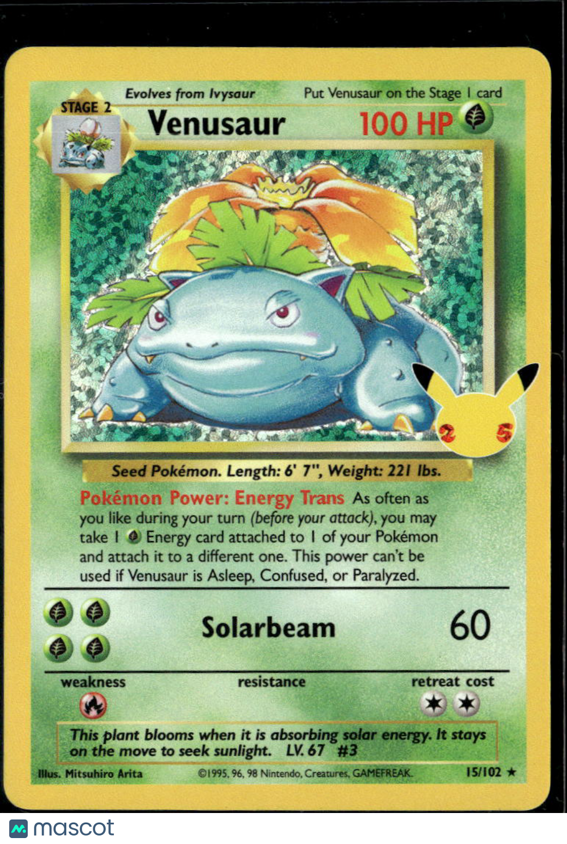 Venusaur 2021 Celebrations Holo Rare #15/102