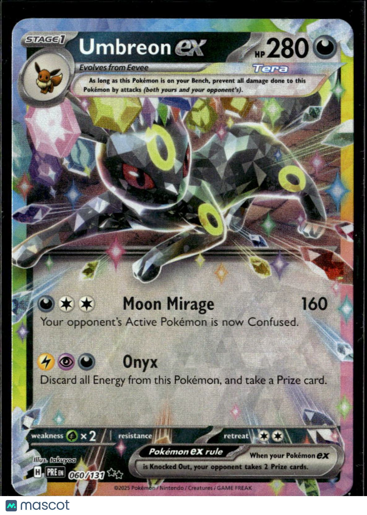 Umbreon EX 2025 Prismatic Evolutions Holo Double Rare RR #60/131
