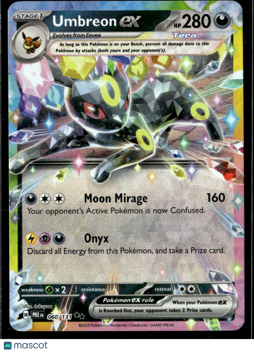 Umbreon EX 2025 Prismatic Evolutions Holo Double Rare RR #60/131