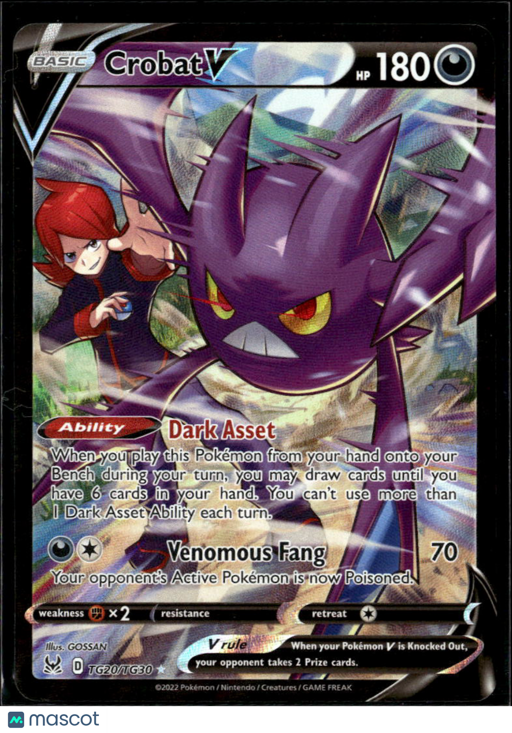 Crobat V 2022 Lost Origin Holo Rare FA CSR #TG20/TG30