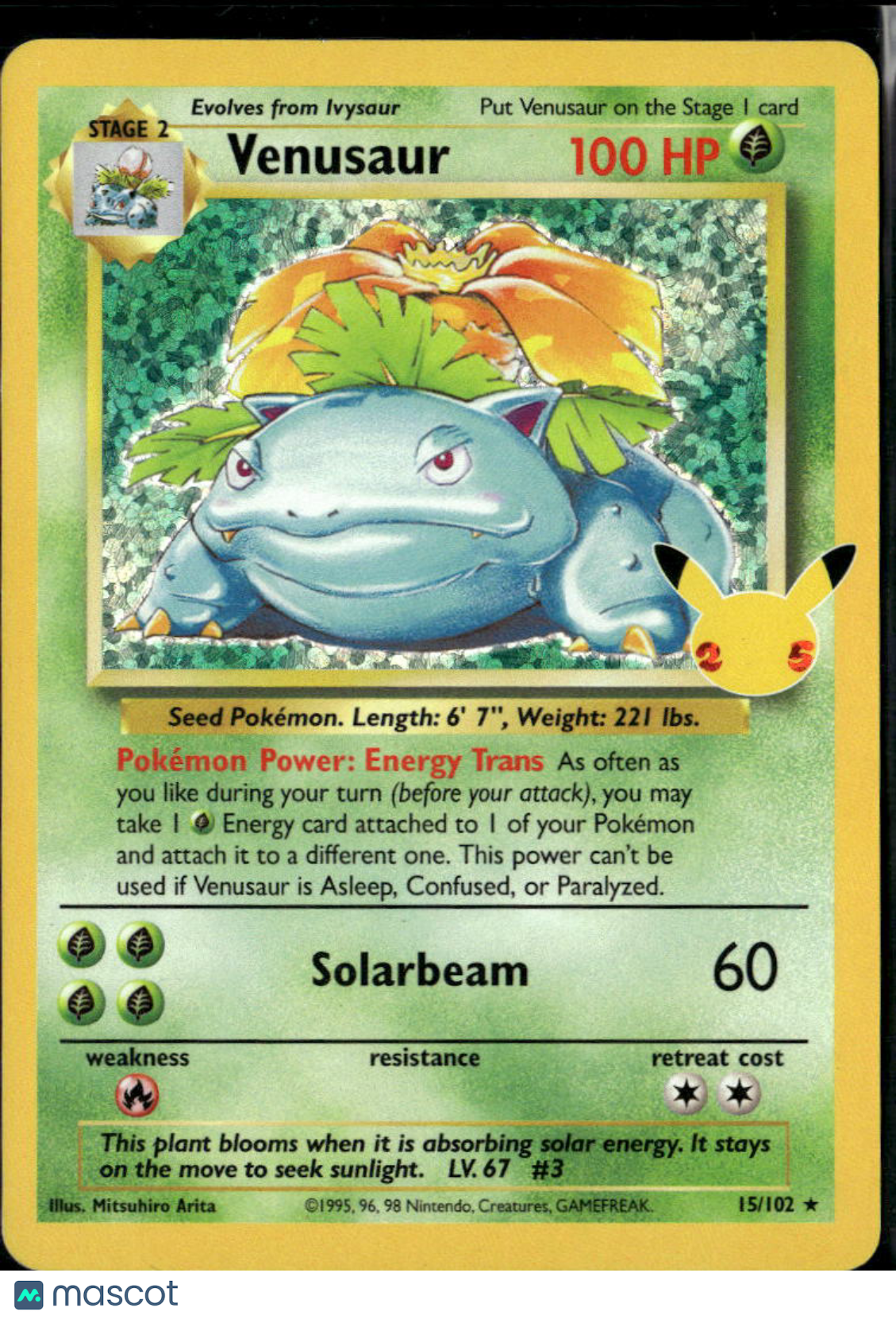 Venusaur 2021 Celebrations Holo Rare #15/102