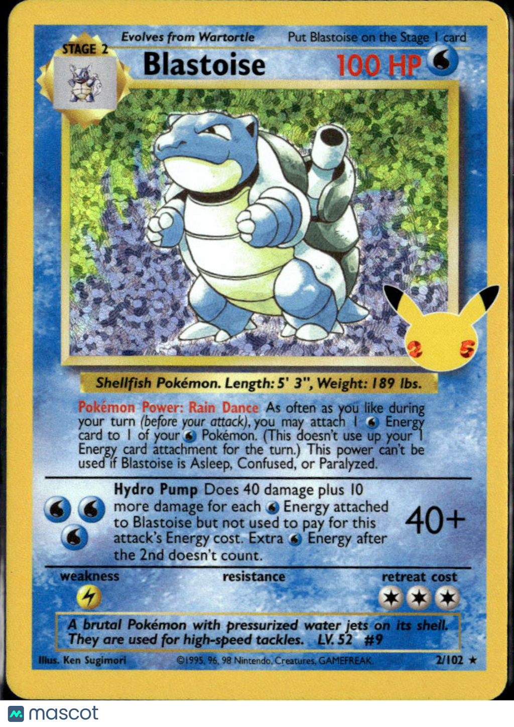 Blastoise 2021 Celebrations Holo Rare #2/102