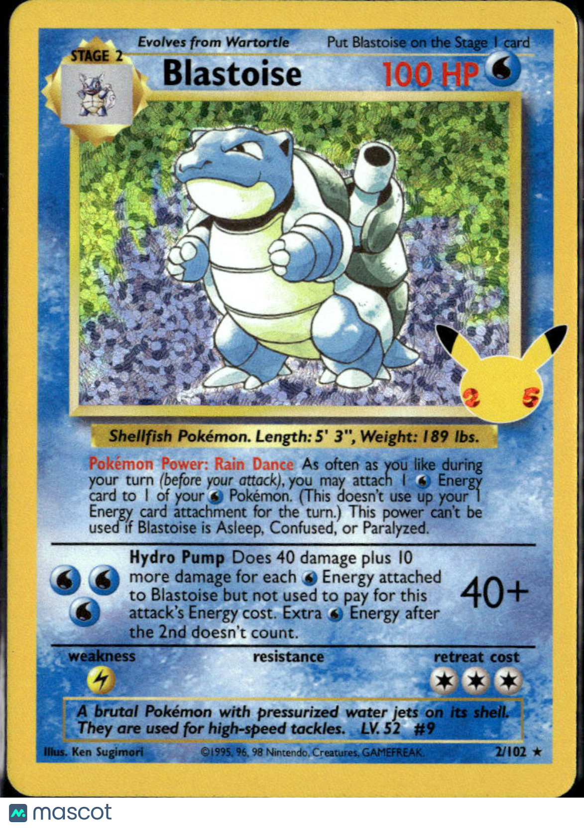 Blastoise 2021 Celebrations Holo Rare #2/102