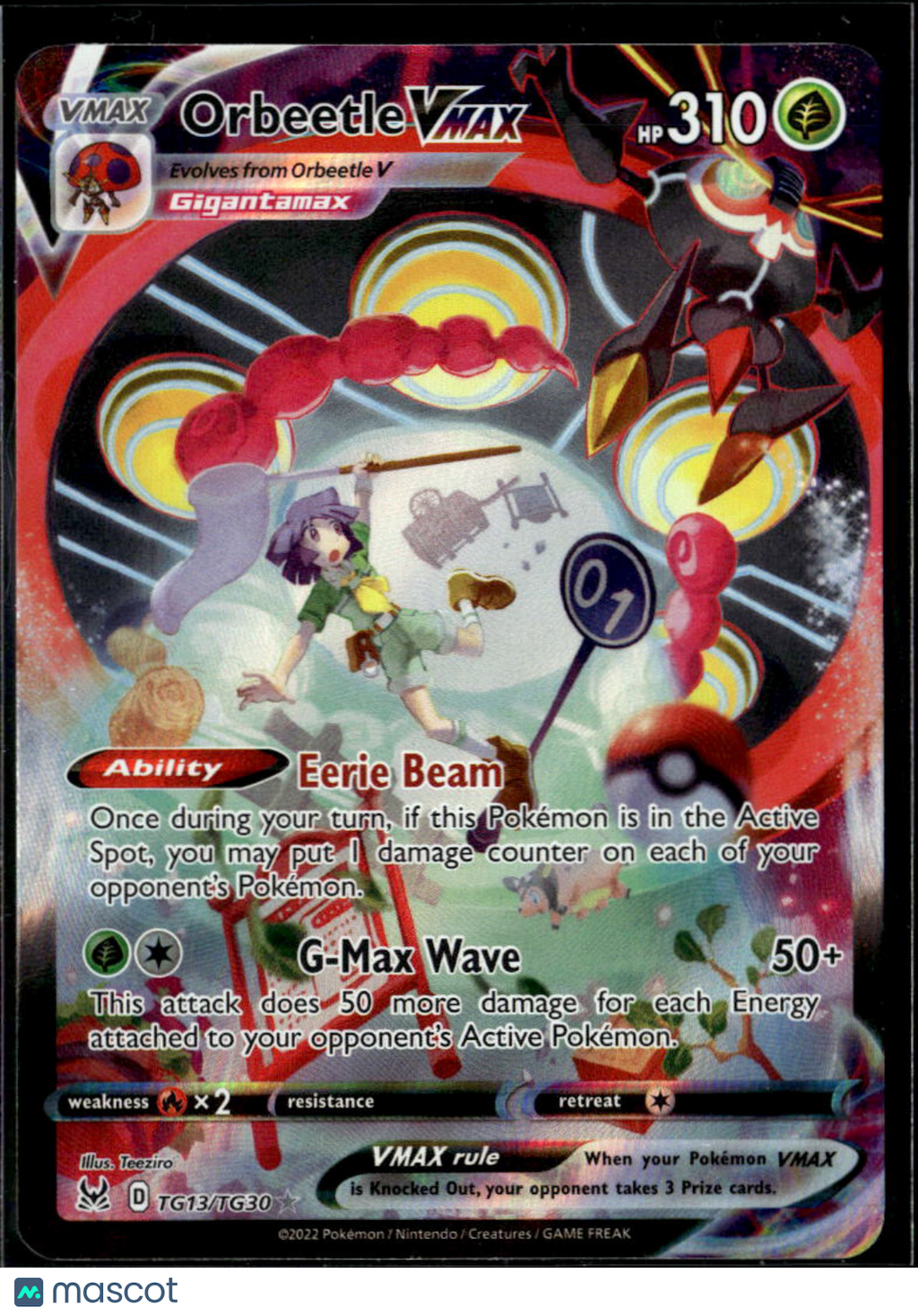 Orbeetle VMAX 2022 Lost Origin Holo Rare CSR #TG13/TG30