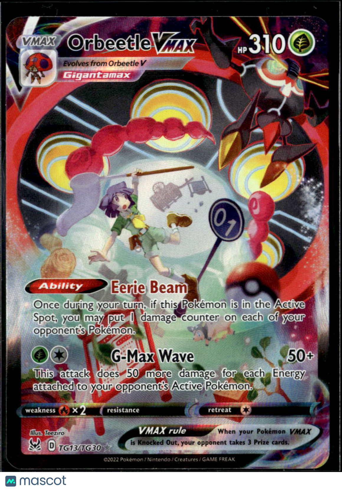Orbeetle VMAX 2022 Lost Origin Holo Rare CSR #TG13/TG30