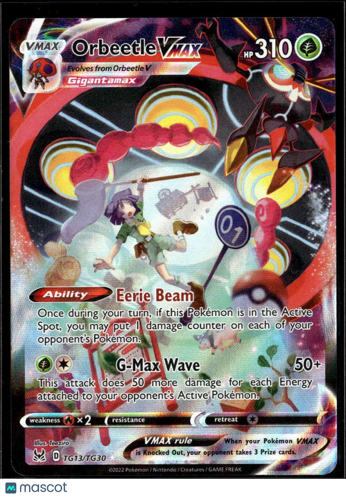 Orbeetle VMAX 2022 Lost Origin Holo CSR #TG13/TG30
