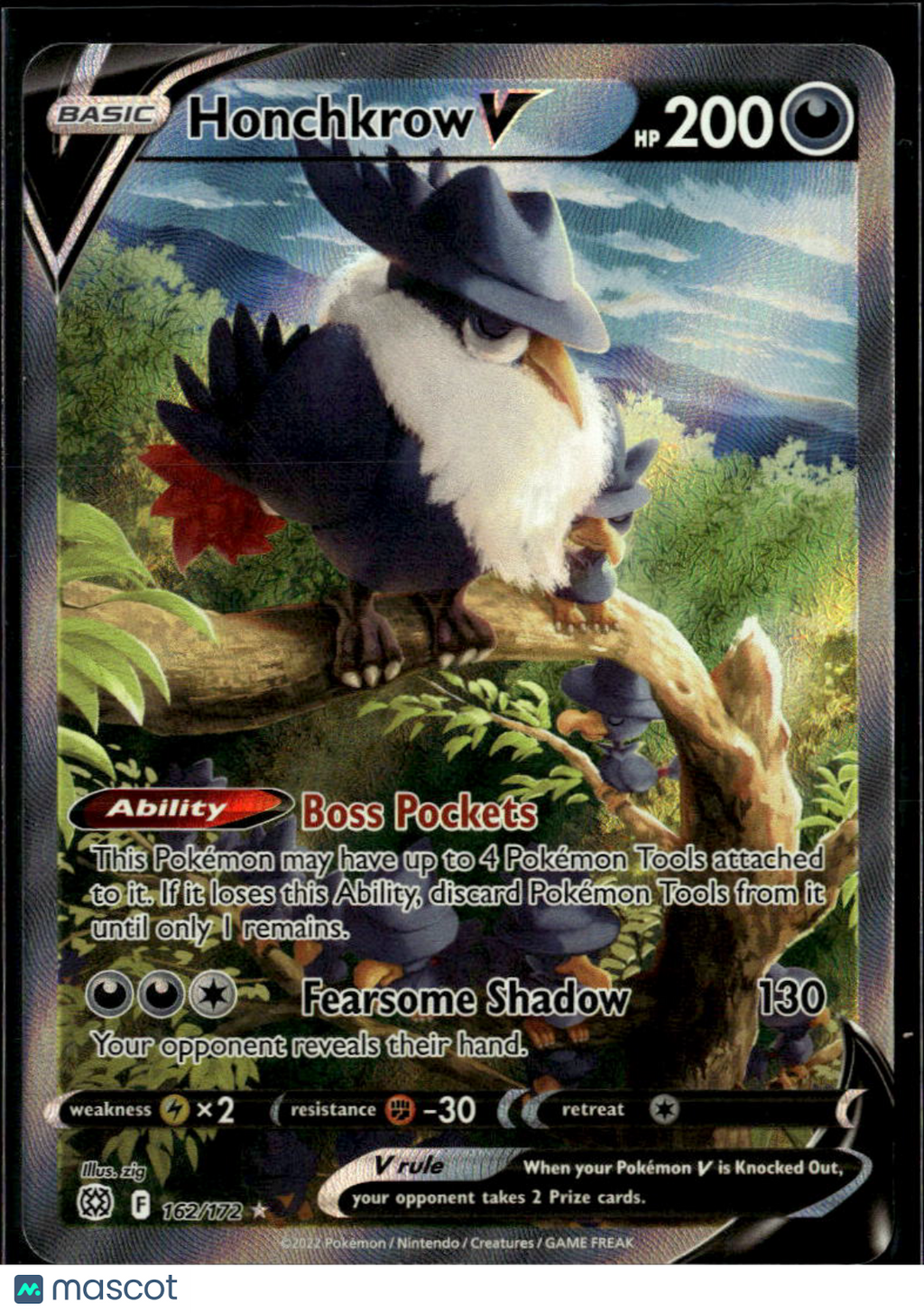Honchkrow V 2022 Brilliant Stars Holo Ultra Rare FA #162/172