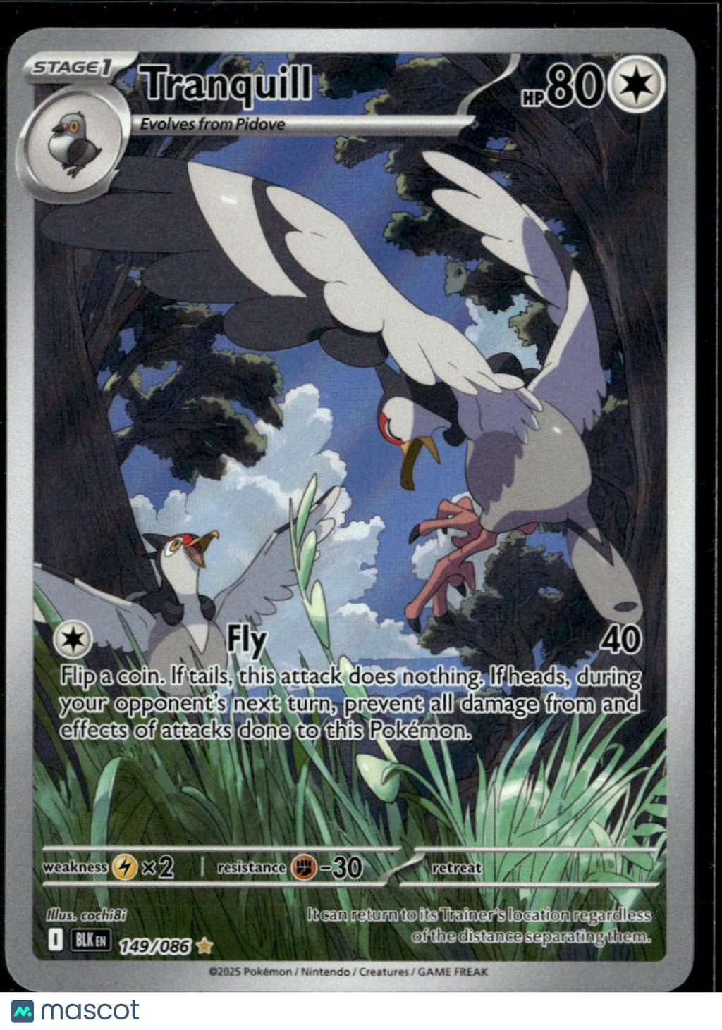Tranquill 2025 Black Bolt Holo Secret Rare #149/86