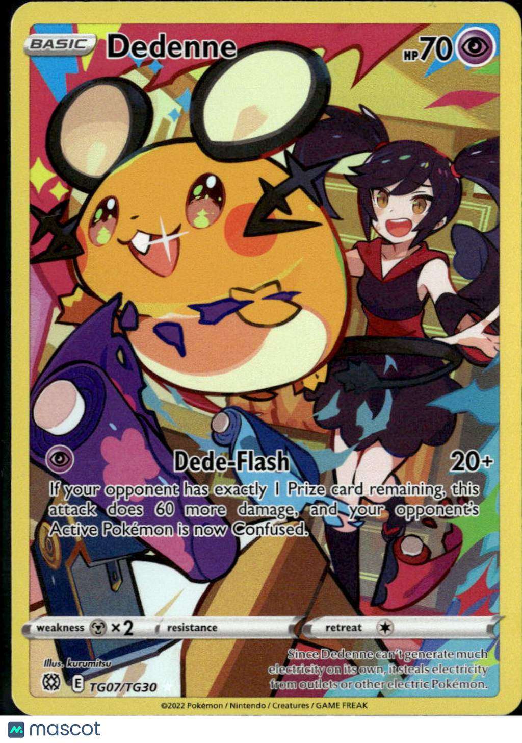 Dedenne 2022 Silver Tempest Holo Rare CHR #TG07/TG30