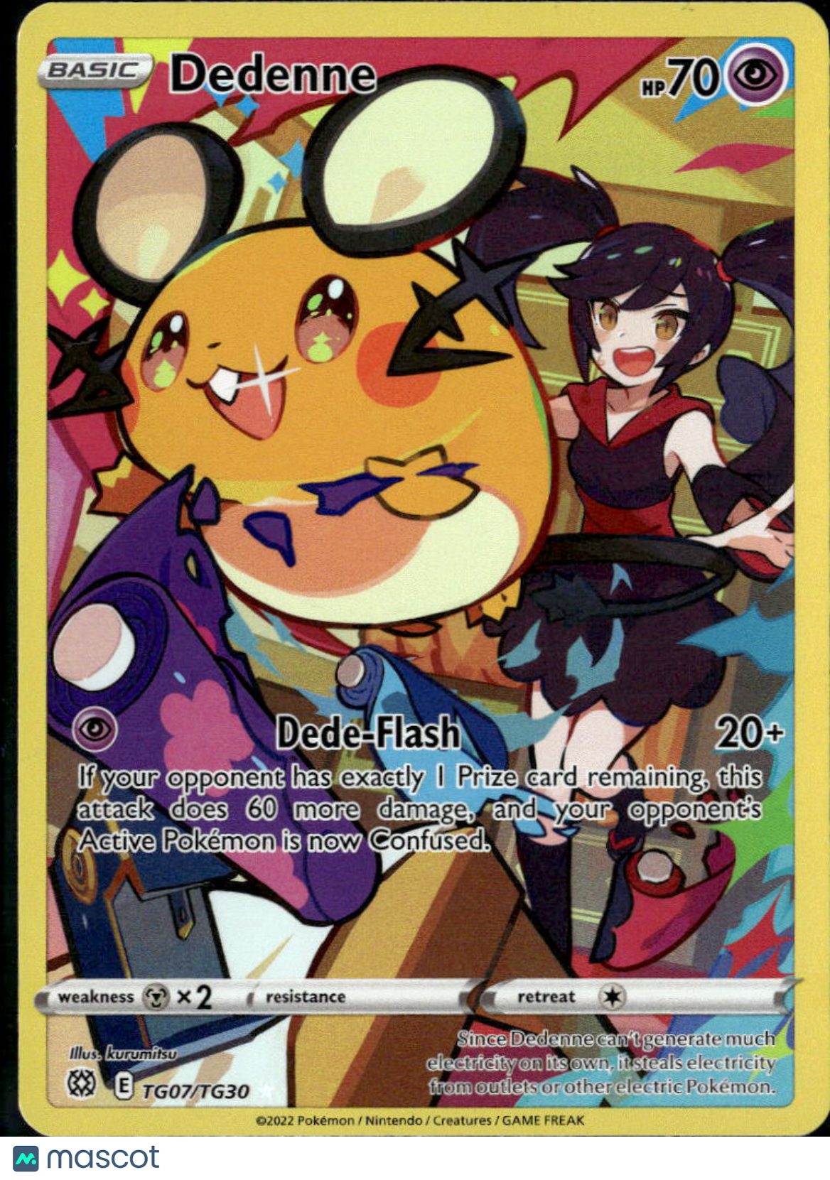 Dedenne 2022 Silver Tempest Holo Rare CHR #TG07/TG30