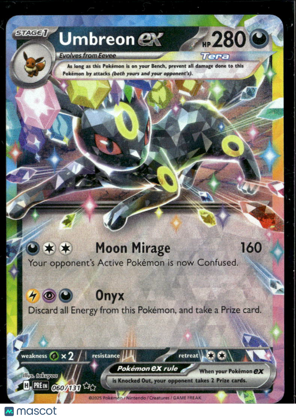 Umbreon EX 2025 Prismatic Evolutions Holo Double Rare RR #60/131