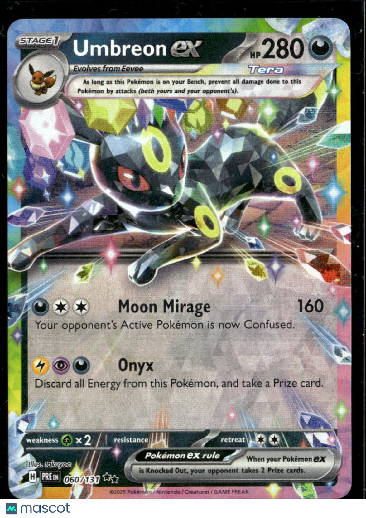 Umbreon EX 2025 Prismatic Evolutions Holo Double Rare RR #60/131
