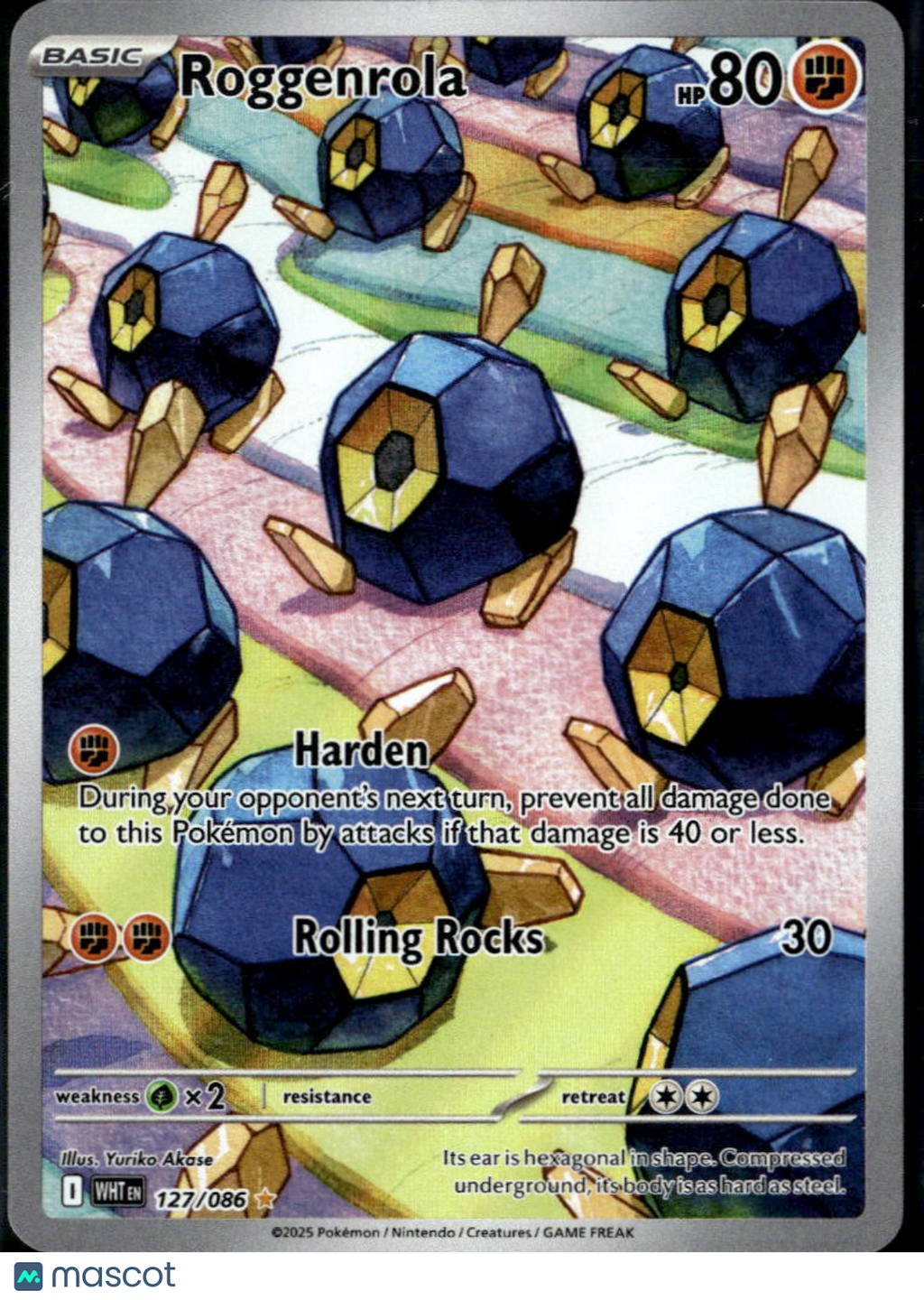 Roggenrola 2025 White Flare Holo Secret Rare #127/86