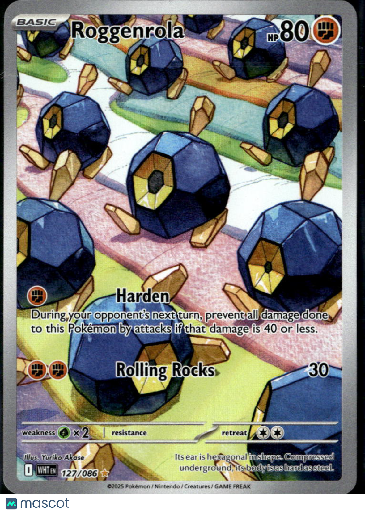 Roggenrola 2025 White Flare Holo Secret Rare #127/86