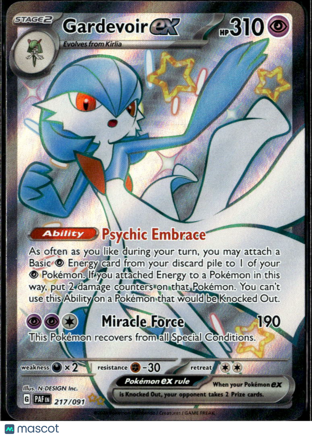 Gardevoir EX 2024 Paldean Fates Holo Secret Rare SAR #217/91