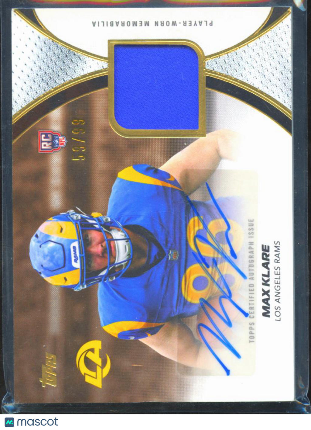 Max Klare 2026 Topps Flagship Auto Autograph Patch RC 59/99 Los Angeles Rams