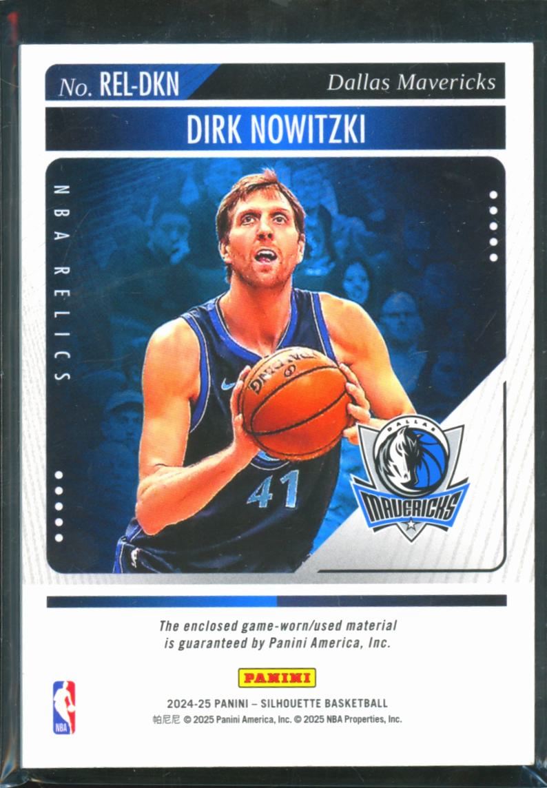 Dirk Nowitzki 2024-25 Silhouette Game Worn Jersey Patch Dallas Mavericks