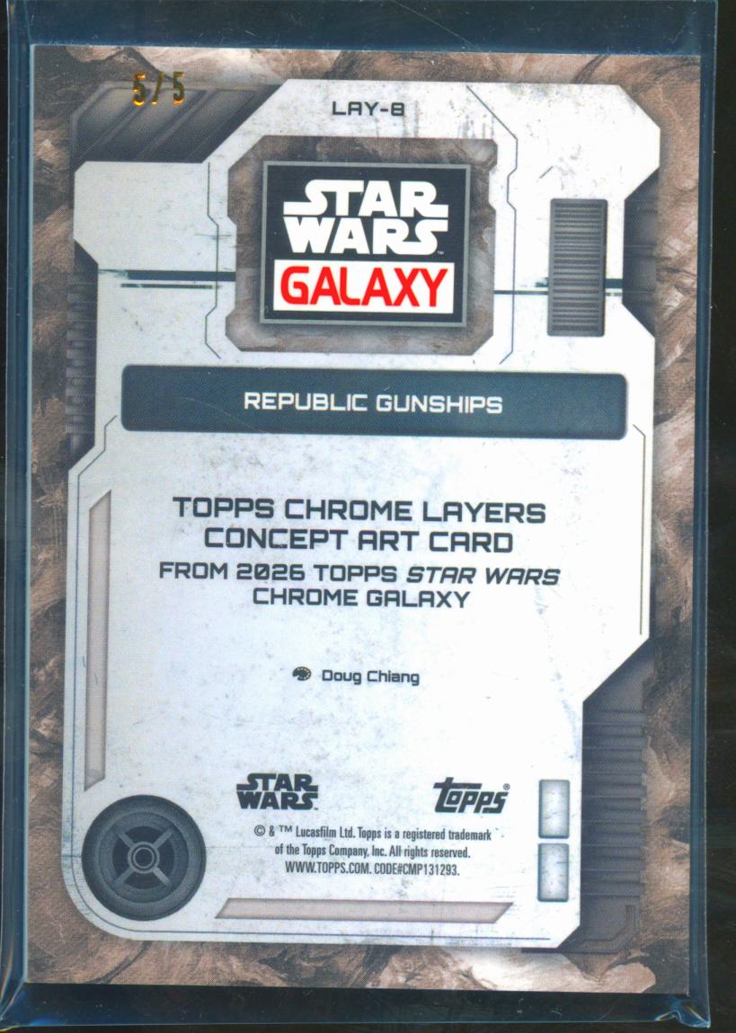 Republic Gunships 2026 Topps Star Wars Chrome Galaxy Shadowbox RED 5/5 #LAY-8