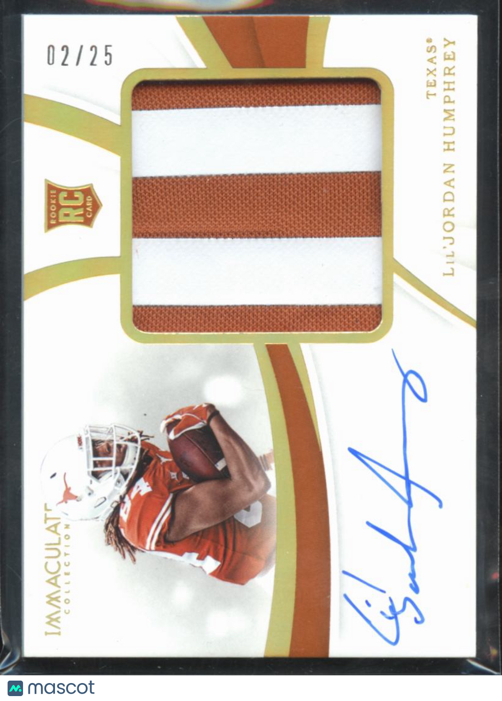 Lil'Jordan Humphrey 2019 Immaculate Auto Autograph Patch RC 2/25 Texas Longhorns