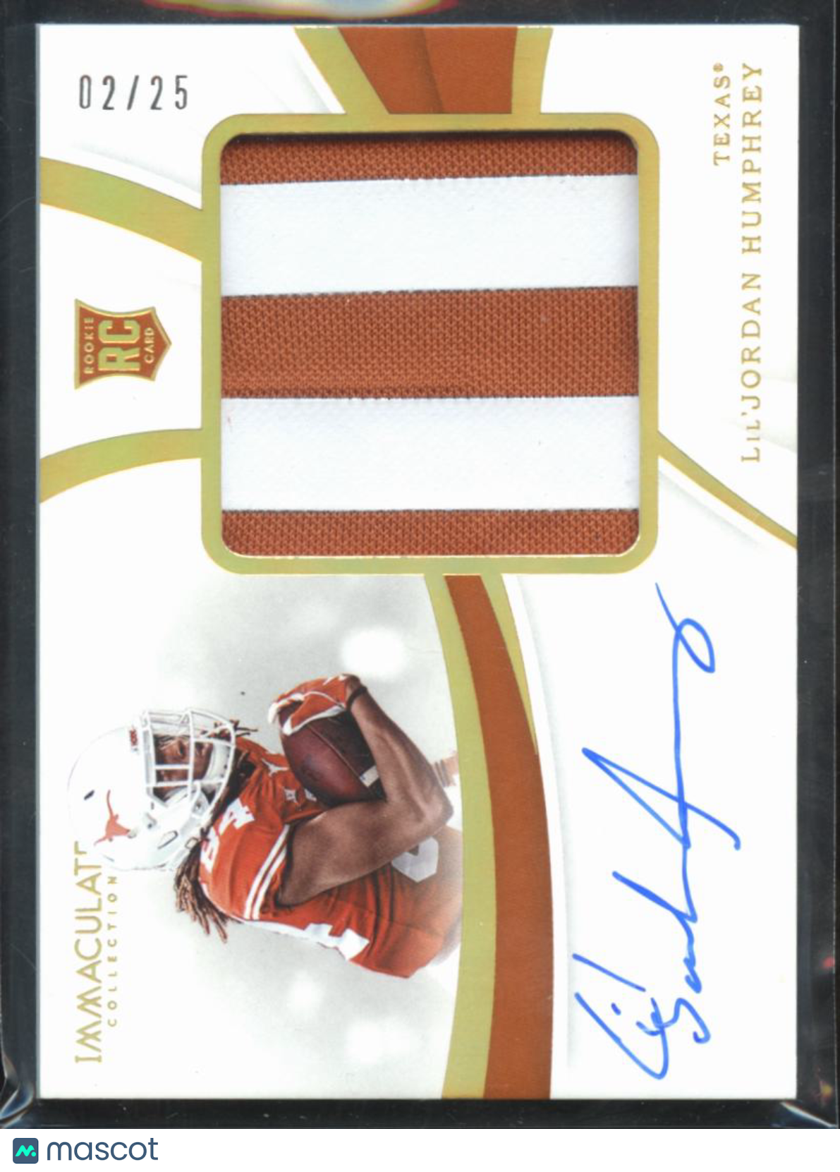Lil'Jordan Humphrey 2019 Immaculate Auto Autograph Patch RC 2/25 Texas Longhorns