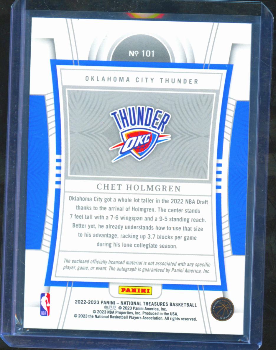 Chet Holmgren 2022-23 National Treasures Auto Autograph RC Patch 67/75 Thunder