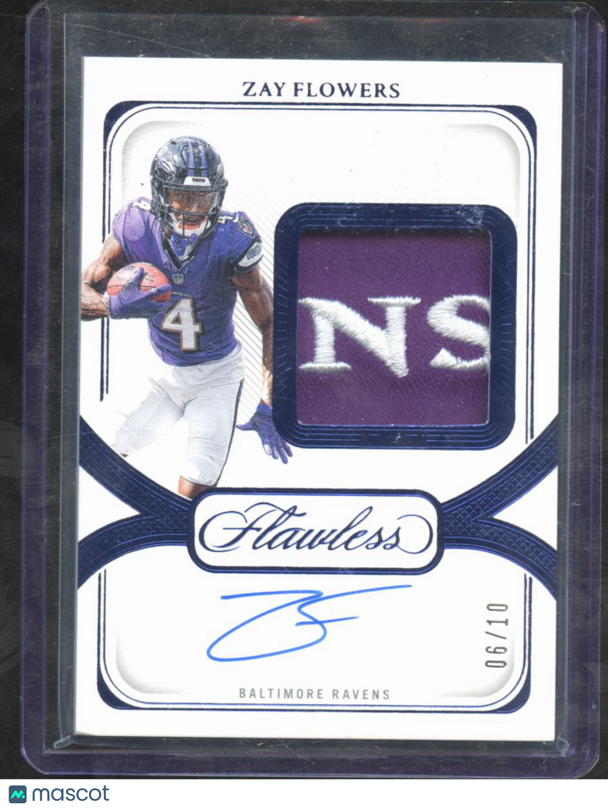 Zay Flowers 2024 Flawless Auto Autograph LOGO Patch 6/10 Baltimore Ravens