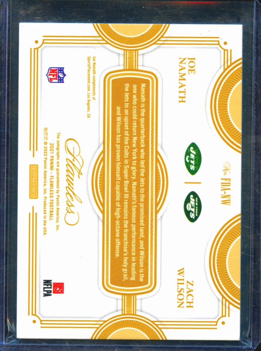 Zach Wilson Joe Namath 2022 Flawless Auto Autograph RC 9/20 New York Jets