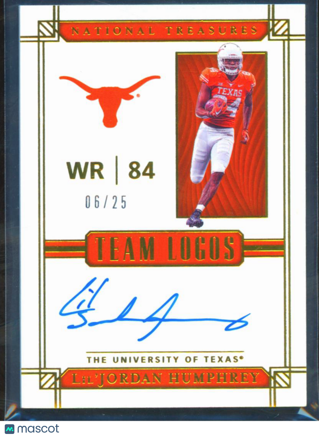 Lil'Jordan Humphrey 2019 National Treasures Auto Autograph 6/25 Texas Longhorns