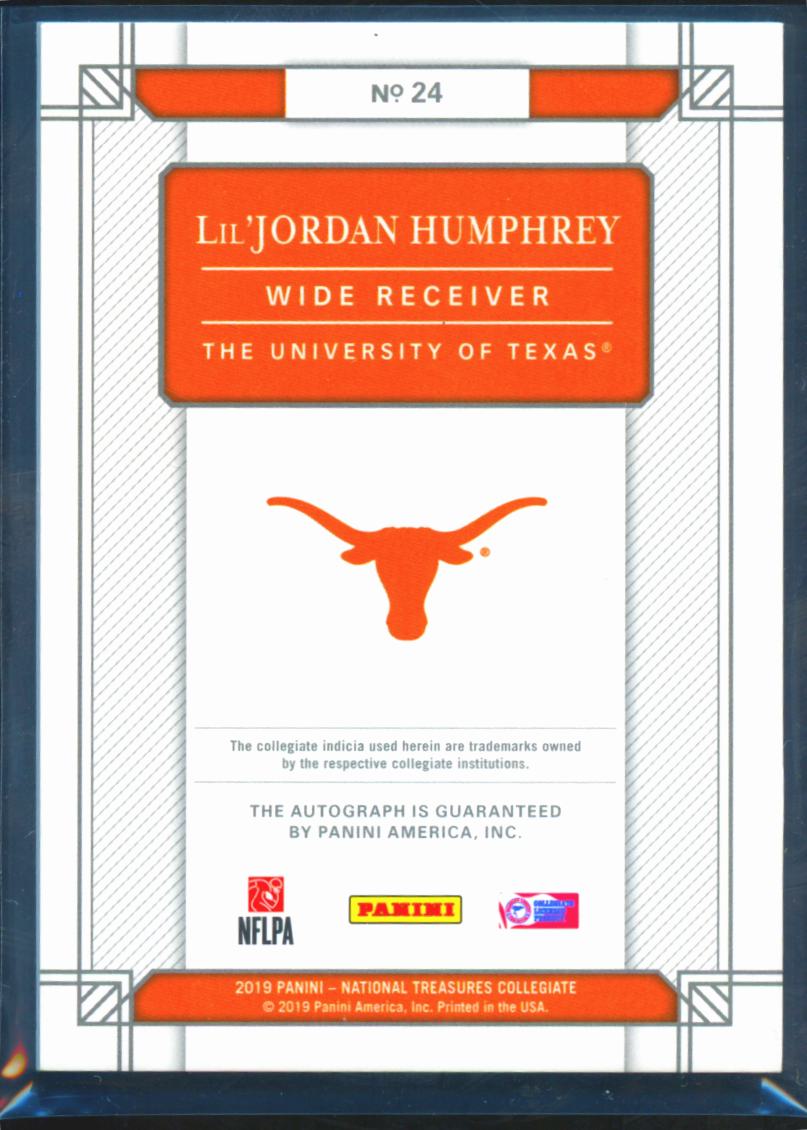 Lil'Jordan Humphrey 2019 National Treasures Auto Autograph 6/25 Texas Longhorns
