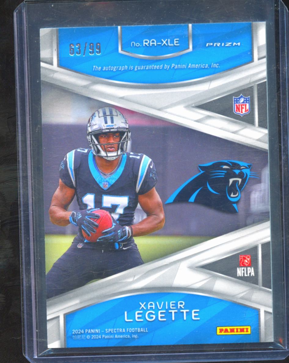 Xavier Legette 2024 Spectra Auto Autograph RC 63/99 Carolina Panthers