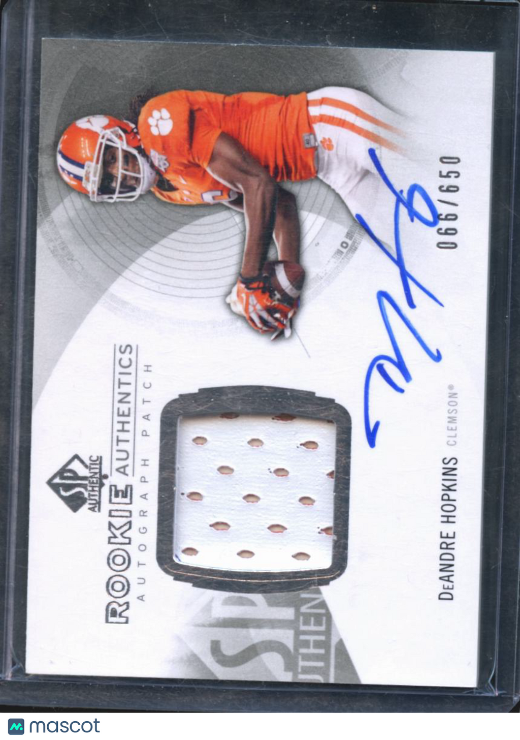 DeAndre Hopkins 2013 SP Authentic Auto Autograph Patch RC 66/650 Clemson Tigers