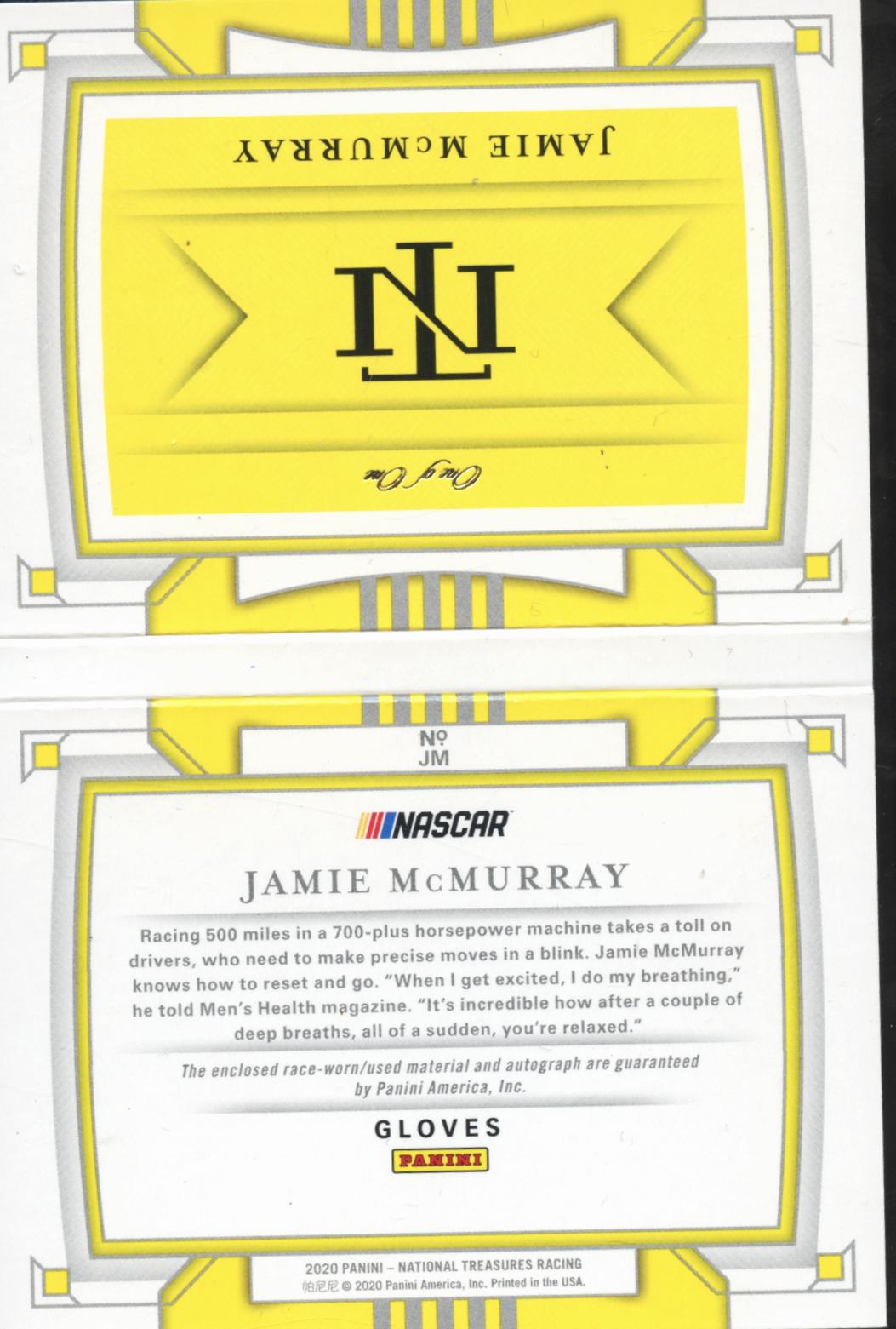 Jamie McMurray 2020 National Treasures Racing Auto Autograph Patch 1/1