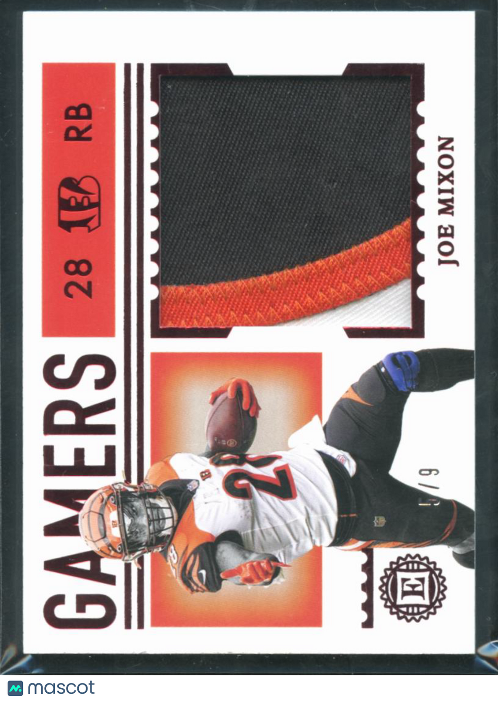 Joe Mixon 2021 Encased Gamers Game Worn Patch 5/9 Cincinnati Bengals