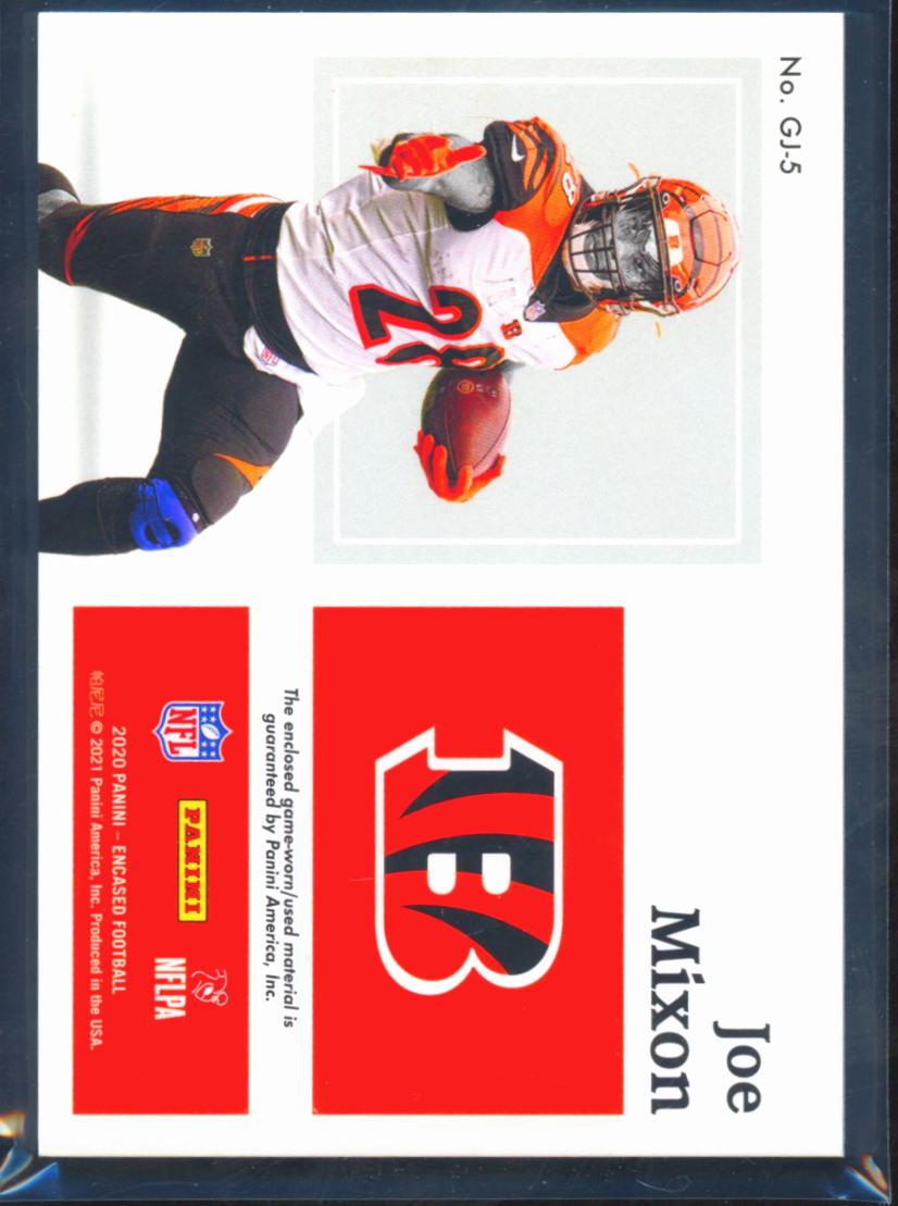 Joe Mixon 2021 Encased Gamers Game Worn Patch 5/9 Cincinnati Bengals