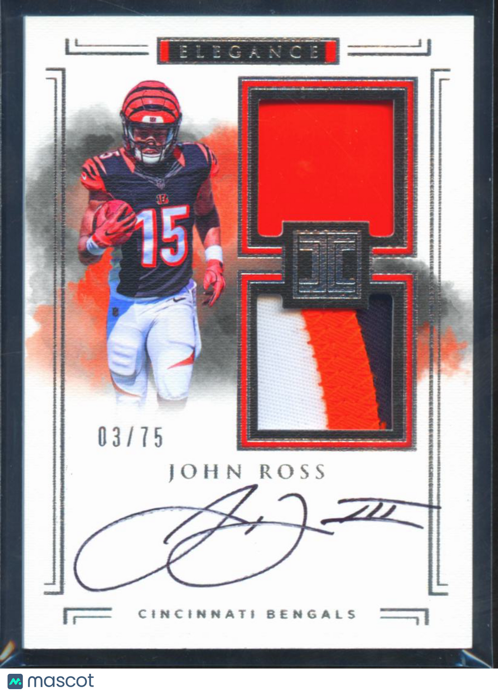 John Ross 2017 Impeccable Auto Autograph Patch RC 3/75 Cincinnati Bengals