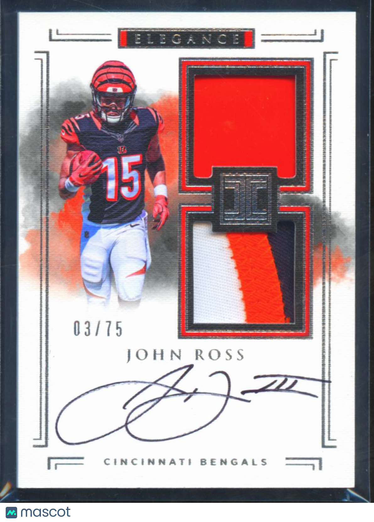 John Ross 2017 Impeccable Auto Autograph Patch RC 3/75 Cincinnati Bengals