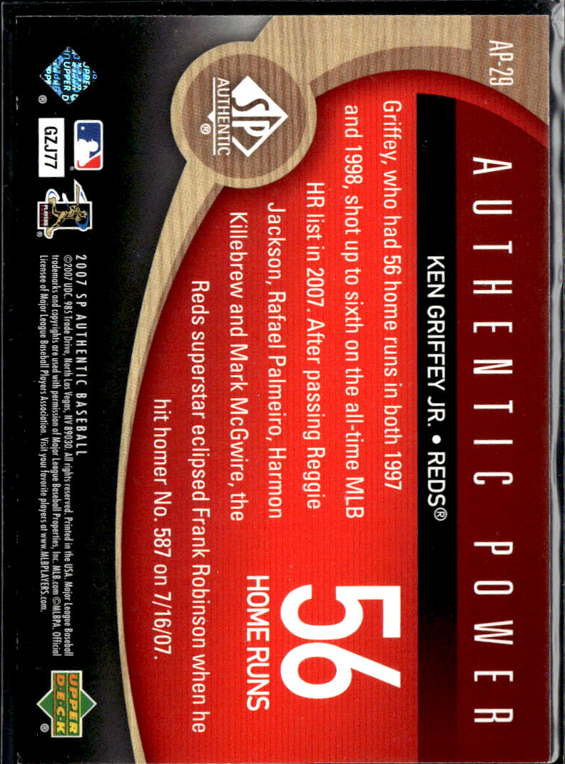 Ken Griffey Jr. 2007 SP Authentic Baseball Authentic Power Cincinnati Reds
