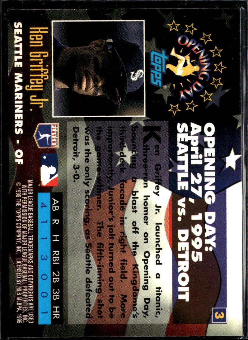 Ken Griffey Jr. 1995 Topps Opening Day Seattle Mariners