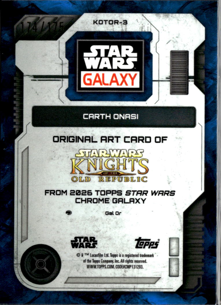 Carth Onasi 2026 Topps Star Wars Chrome Galaxy Blue 174/175 #KOTOR-3